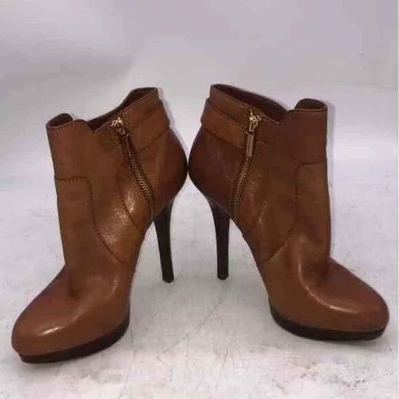 Michael Kors MK Designer Wyatt Brown Leather Stiletto Heel Ankle Bootie 7.5 - Picture 5 of 12